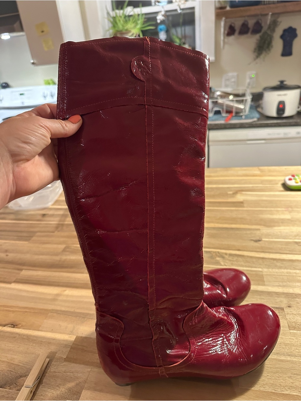 Fly London Women's Over-the-Knee Glossy Red Boots